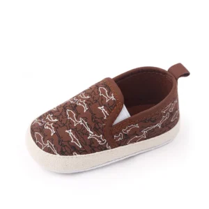 Sapatos Sola Macia Lona Sólida Sem Cadarço  Marrom - Muply